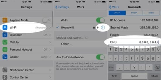 iPhone DNS Settings